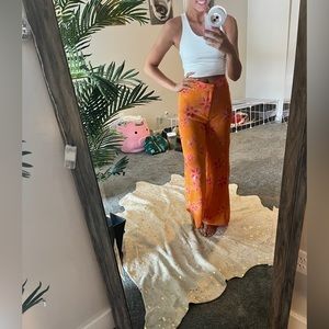 Pull & Bear Orange Floral Pants